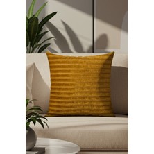 Sezyon Elya Çizgi Desenli 45×45 Hardal Kırlent Kılıfı