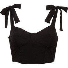 F21 Fermuarlı Crop Bluz