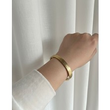 Winy Concept Sade Kadın Kelepçe Çelik Gold - Kararmaz Minimalist Lüks Bilezik