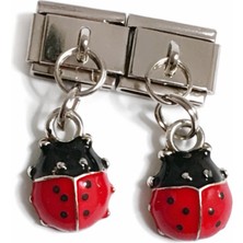 Poseidons Jewellery Uğur Böceği Figürlü Renkli Italyan Charm – Çelik Bileklik Uyumlu Sallantılı Charm