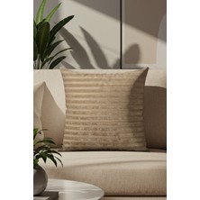 Sezyon Elya Çizgi Desenli 45×45 Açık Kahverengi Kırlent Kılıfı
