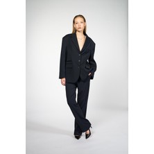 Thalure Kadın Lacivert Oversize Blazer