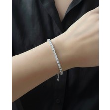 Winy Concept 3mm Gümüş Renk Zirkon Taşlı Kadın Suyolu Bileklik