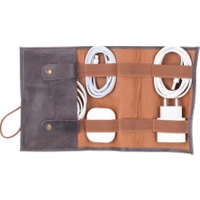 Khi-Zai Deri Kablo Aksesuar Taşıma Çantası Antik Gri