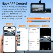70MAI Dash Cam 4K T800 3 Kanallı 2160P+2160P+1080P Ön ve Arka Içerde, 3 Hdr Çift Starvıs 2 Gece Görüşlü Araba Kamerası, Ses Kontrolü, 4g Lte, Hareket Algılama, Park Modu, Gps, 512 gb Sd Kart destekler