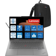 Lenovo Thinkpad X1 2-In-1 GEN10 Aura Edition Intel Core Ultra 7 255U 32GB 512GB SSD Windows 11 Pro 4g(Esım) 14'' 120HZ 2.8k (2880X1800) OLED 500NITS Dokunmatik X21Q0006UTX02+ Yoga Kalem + Zetta Çanta