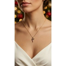 Glossy Jewelery Yılbaşı Baston Şeker Figürlü Çelik Kolye