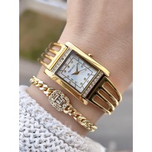 Ferucci Ferrucci Kaburga Tasarım 2 Yıl Garantili 3 Atm Suya Dayanıklı Kadın Kol Saati+Bileklik FC.L11061.1