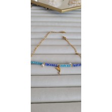 Çelik Mavi Taşlı Yunus Charmlı Halhal