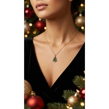 Glossy Jewelery Yılbaşı Çam Ağacı Figürlü Sallantılı Çelik Kolye