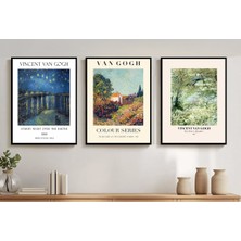 Koi Art Design Modern Siyah/beyaz Premium Quality Çerçeveli 3’lü Tablo Seti | Van Gogh