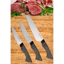 Comprox Gri 3'lü Mutfak Bıçağı Seti, Kurban Bıçağı Seti, Çeyiz Bıçak Seti