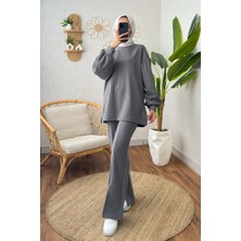 RFK Butik Kadın Paçası Yırtmaçlı Ikili Takım - Gri