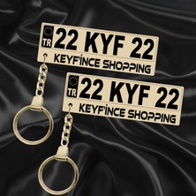 Keyf'ince Shopping Kişiye Özel Çift Yönlü Altın Aynalı Pleksi Plaka Anahtarlık Premium Tasarımlı Hediye Model-3
