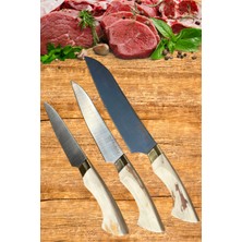 Comprox Beyaz 3'lü Mutfak Bıçağı Seti, Kurban Bıçağı Seti, Çeyiz Bıçak Seti