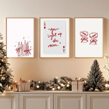 Koi Art Design 3 Parça Yılbaşı Temalı Çerçeve Görünümlü Mdf Tablo Seti