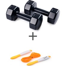 Feyza Design 1 kg Dambıl Seti ve Atlama Ipi, Sağlıklı Egzersiz Için Ideal