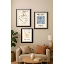 Koi Art Design Picasso Tabloları Çerçeveli Duvar Dekoru Salon Yatak Odası Için 3lü Tablo Seti