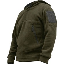 Genıus Store Erkek Polar  Outdoor Kapşonlu Kombat Tactical Cepli Polar
