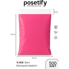 Poşetify Pembe Cepsiz Kargo Poşeti 35X50X5 cm | 500 Adet | E-Ticaret Poşeti | Yapışkan Bantlı Kargo Zarfı