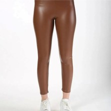 Nyc Giyim Tekstil Deri Tayt Yüksek Bel Koyu Kahve