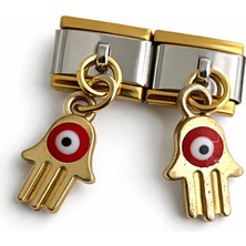 Lines Bijuteri Nazar Boncuğu El (Hamsa) Figürlü Italyan Charm | Altın Renk Sallantılı Bileklik Ucu