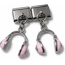 Lines Bijuteri Pembe Kulaklık Figürlü Italyan Charm