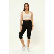 Nyc Giyim Tekstil Tayt Kapri Disko Siyah Renk Yüksek Bel