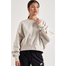 Nike Sportswear Essantial Collection Oversize Kesim Krem Rengi Kadın Sweatshrit