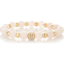 Mk Tasarım Gerçek Pembe Kuvars Taşı Bileklik MKT.1.101.11