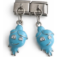 Lines Bijuteri Mavi Hayalet Figürlü Italyan Charm | Sallantılı Paslanmaz Çelik Bileklik Ucu