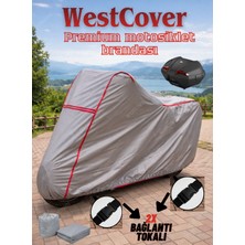 WestCover Çelik Motor Cup 110 Topcase Uyumlu (Kırmızı-Dikişli) Reflektörlü Motosiklet Brandası