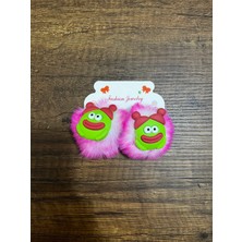 Gülümse Gel Kız Çocuk Sevimli Çirkin Komik Sosis Büyük Ağız Canavar 2'li Peluş Pelüş Pens Toka Pensli Toka Seti