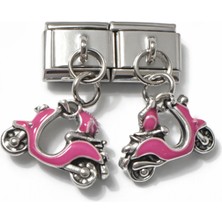 Lines Bijuteri Pembe Scooter Figürlü Italyan Charm