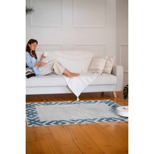 Rose'n Home Arte M136-05 Modern Geometrik Çerçeve Desenli Dekoratif Şönil Salon Oturma Odası Mutfak Halısı