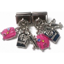 Poseidons Jewellery Valiz, Fotoğraf Makinesi ve Uçak Figürlü Italyan Charm