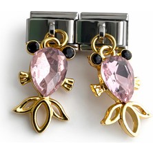 Lines Bijuteri Pembe Taşlı Balık Figürlü Italyan Charm – Italyan Bileklik Uyumlu