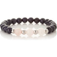 Mk Tasarım Gerçek Yıldız Taşı - Pembe Kuvars Taşı Bileklik MKT.1.101.13