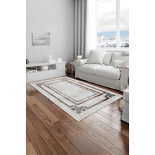 Rose'n Home Arte M223-00 Modern Geometrik Çerçeve Desenli Dekoratif Şönil Salon Oturma Odası Mutfak Halısı