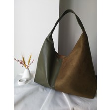 Vivazzaluxe Modern Salaş Tasarım Süet-Deri Büyük Boy Kadın El, Kol, Omuz Çanta