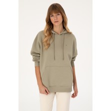U.S. Polo Assn. Kadın Açık Haki Şardonlu Kapüşonlu Sweatshırt 50313567-VR183