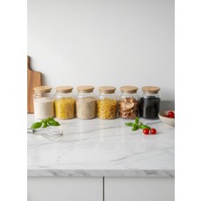 Öz Home 6'lı Vakumlu Bambu Kapaklı Cam Saklama/düzenleme Kavanozu 900 ml