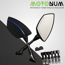 Motonum Bajaj V15 Dekorlu Ayna-Mavi RENK-A03636