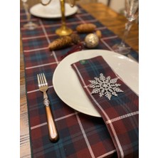 Pine Baby Home Bordo Yeşil Ekose Runner 45X150 cm Yılbaşı Davet Yeni Yıl Masa Runner