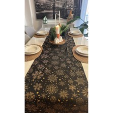 Decamor Home Yeni Yıl Temalı Siyah Runner Yılbaşı Masası Yılbaşı Runner (Peçete Dahil Değil)