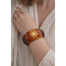 Hector Co Jewellery Kehribar Desenli Güneş Figürlü Gold Detaylı Kadın Bileklik