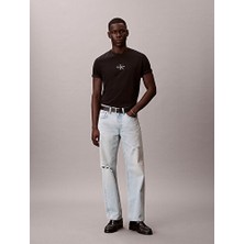 Calvin Klein Erkek 30S Micro Monologo T-Shirt Kısa Kol Günlük Stil Pamuk Siyah Renk XL