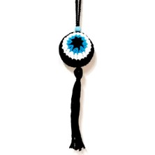 İlkyaz Fashion Nazar Boncuğu Desenli Püsküllü Orlon Ipten Siyah Araba Süsü