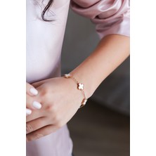 Atalya Accessory Paslanmaz Çelik Mini Yonca Modeli Unisex Çelik Bileklik -17+5 cm Uzunluk Sevgiliye Hediye