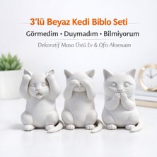 My Çiçekçim 3’lü Kedi Biblo Seti – Görmedim Duymadım Bilmiyorum | Dekoratif Masa Üstü Ev & Ofis Aksesuarı